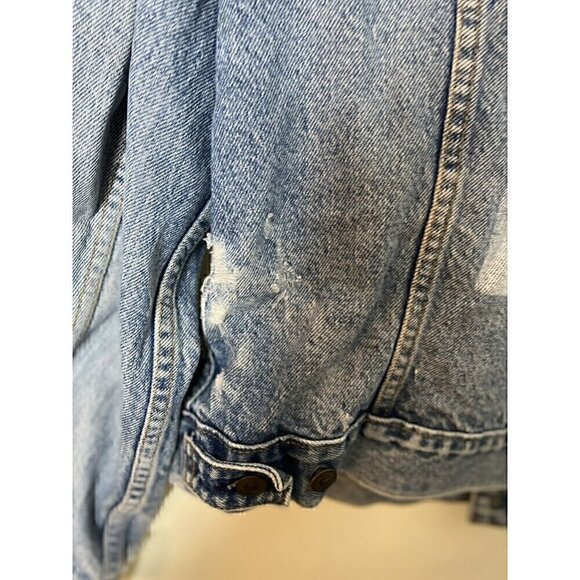 Vintage 90s Levis Destroyed Denim Jacket Two Face Art Comic Batman - Picture 8 of 12